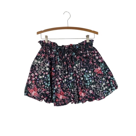 LoveShackFancy Cheyenne Cotton Skirt Dark Floral Mini Bubble Hem Size Small - Picture 1 of 7